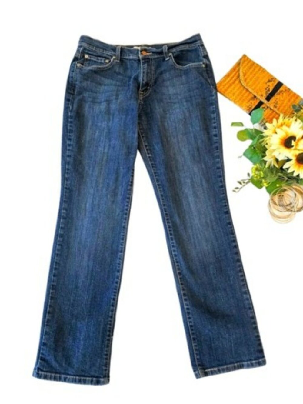 Levi's Women's Straight Leg 505 Jeans Size 12 Blue Denim Stretchy Casual Classic